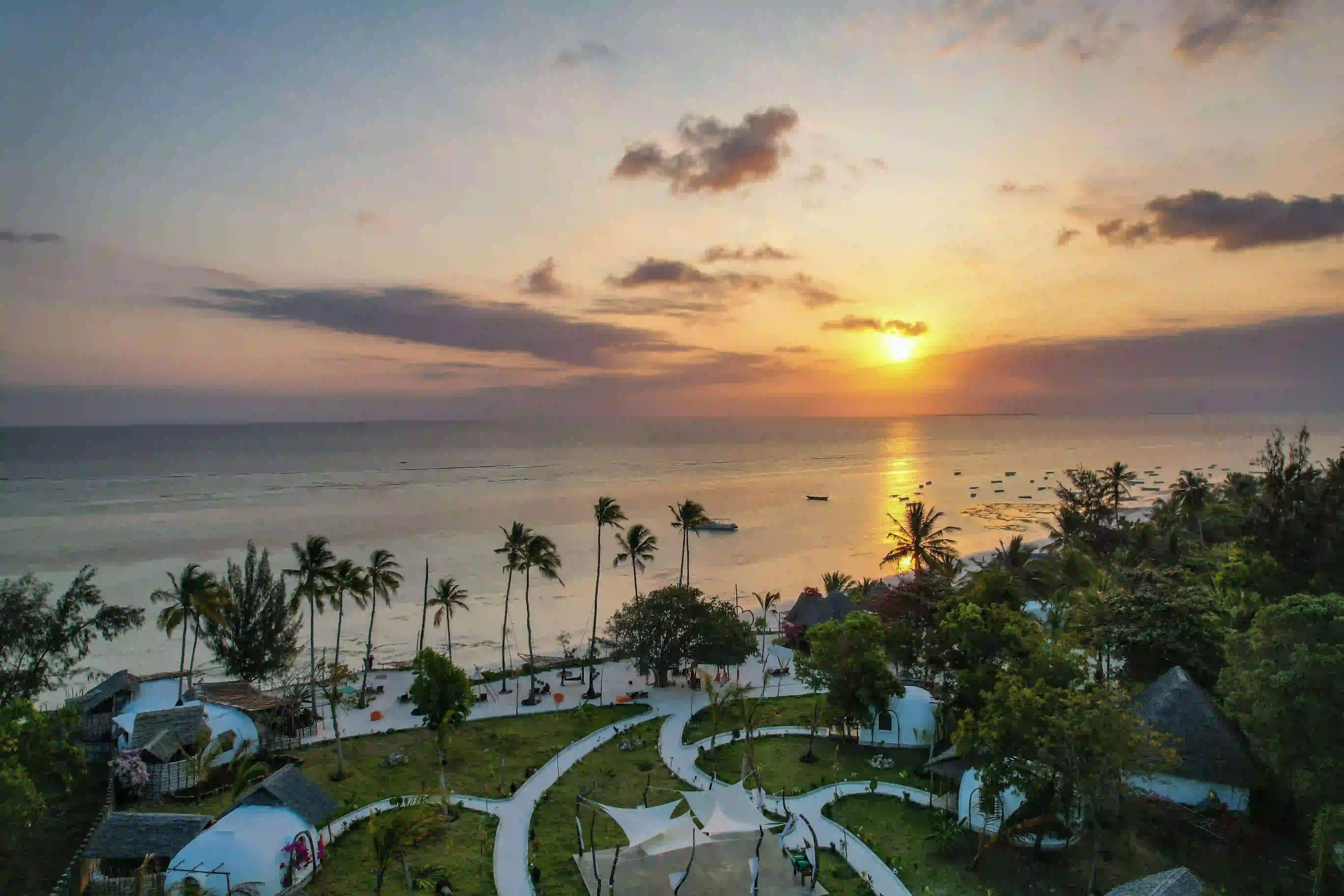 Zanzibar beach at sunset after a Tanzania safari